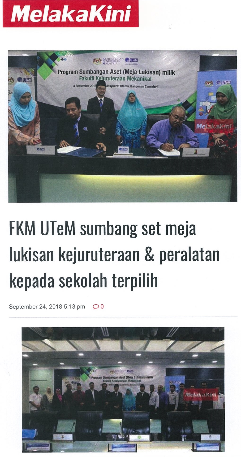 FKM UTeM sumbang set meja lukisan kejuruteraan & peralatan kepada sekolah terpilih (part1)
